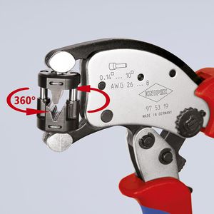 Produktbild für Crimpzange Knipex 97 53 19 mit drehbarem Crimpkopf