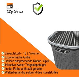 Produktbild für Einkaufskorb HRB 37105, Rattan-Optik, anthrazit