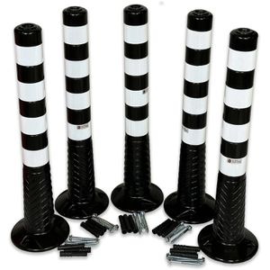 Produktbild für Absperrpfosten UvV Flex Ecoline 75, schwarz/weiß, Kunststoff