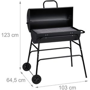 Produktbild für Holzkohlegrill Relaxdays 10030690, Grillwagen mit Rädern