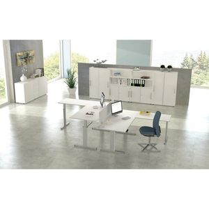 Kerkmann Schreibtisch Move 3 Tube, 2340, weiß, elektrisch verstellbar, 180 x  72-120 x 180, L-Form – Böttcher AG