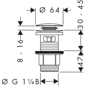 Produktbild für Ablaufgarnitur hansgrohe Push-Open KS 50105000, aus Kunststoff