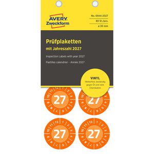 Produktbild für Prüfplaketten Zweckform 6944, mit Jahreszahl 2027