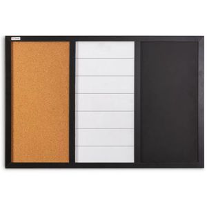 Produktbild für Kombitafel ALLboards CO64KBMBK, 3 in 1, weiß / braun / schwarz