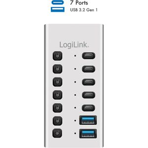 Produktbild für USB-Hub LogiLink UA0447, silber, mit Netzteil