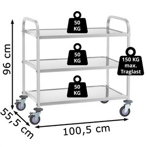 Produktbild für Servierwagen Royal-Catering RCSW-6.2, silber, aus Edelstahl
