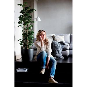 Produktbild für Übertopf elho Brussels Rund, anthrazit, Ø 39 x 37 cm