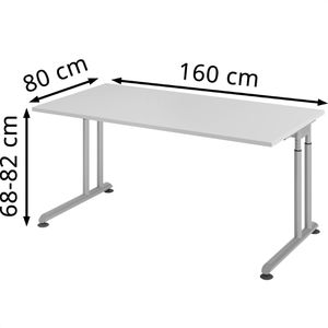 Produktbild für Schreibtisch Hammerbacher Z-Serie, grau / silber