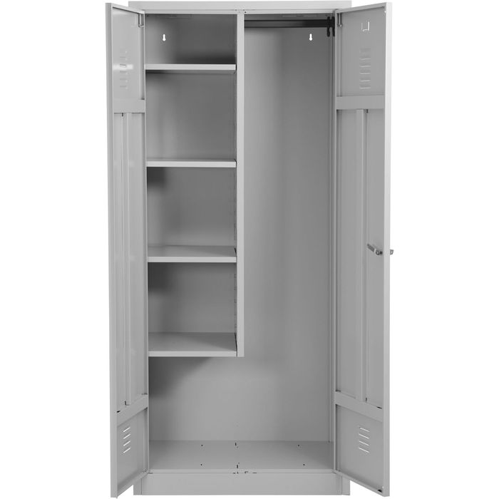 G-Office Mehrzweckschrank CLC/HD.1880, abschließbar, lichtgrau, für Staubsauger, 4 Fächer, aus Metall, 80 x 180 x 50 cm – Böttcher AG