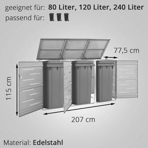 Produktbild für Mülltonnenbox vidaXL 149560, Edelstahl