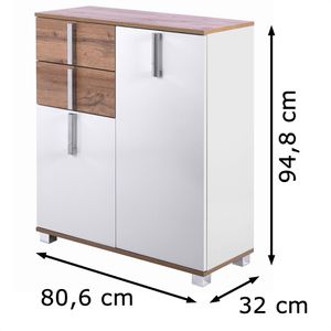 Produktbild für Badschrank Schildmeyer Luca 135872, mit 4 Füßen, weiß / eiche