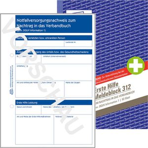 Zweckform Meldeblock Erste Hilfe 312, A5 hoch, zur Dokumentation von Unfällen gem. DGUV, 50 Blatt