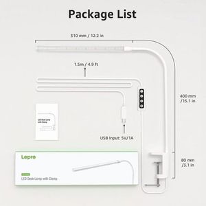 Produktbild für Schreibtischlampe Lepro weiß, LED, dimmbar