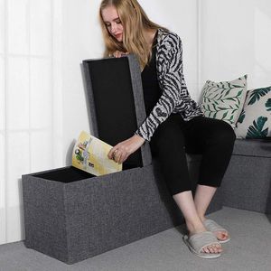 Produktbild für Sitztruhe Songmics dunkelgrau, 110 x 38 x 38cm