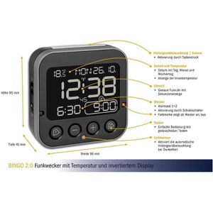 Produktbild für Wecker TFA 60.2552.01 Bingo 2.0 schwarz, digital