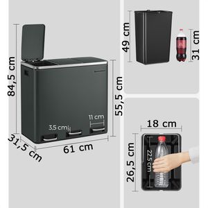 Produktbild für Mülleimer Songmics LTB54GS, anthrazit-grau