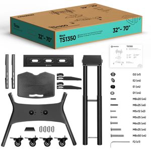 Produktbild für TV-Ständer Onkron TS1350-B, Ablage &amp; Rollen, schwarz, Metall