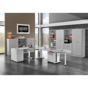 Produktbild für Schreibtisch Hammerbacher O-Serie, lichtgrau / weiß