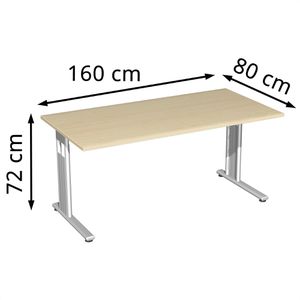 Produktbild für Schreibtisch Geramöbel Flex S-618103-AS, ahorn / silber