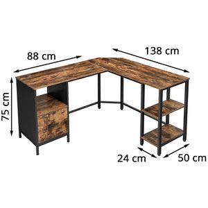 Produktbild für Schreibtisch Vasagle LWD75X, braun / schwarz