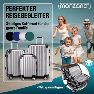 Produktbild für Koffer Monzana Baseline, silber, 3-teilig + Zubehör