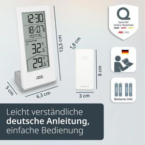 Produktbild für Thermo-Hygrometer ADE WS2324-1, digital, weiß