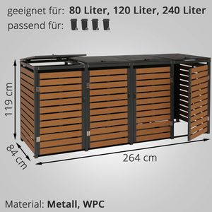 Produktbild für Mülltonnenbox Mendler HWC-K14, WPC/Metall