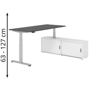 Produktbild für Schreibtisch Hammerbacher XDSM, 29771, graphit, mit Sideboard