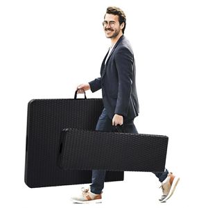 Produktbild für Bierzeltgarnitur Arebos schwarz, Rattanoptik