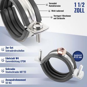 Produktbild für Rohrschelle Poppstar 1011307, W4, Schraubrohrschelle, Set