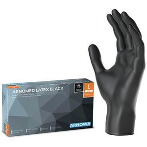 Produktbild für Einmalhandschuhe Arnomed Latex Black, schwarz, 100 Stück