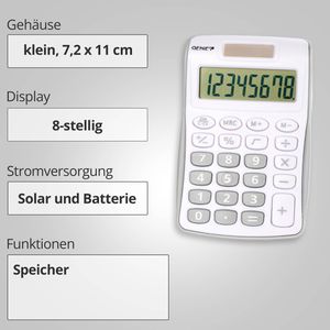 Produktbild für Taschenrechner Genie 120 S, weiß/silber