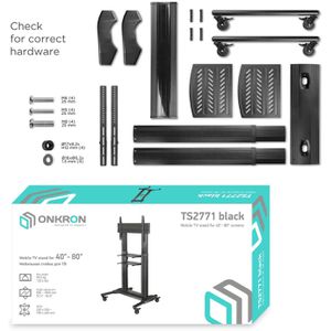 Produktbild für TV-Ständer Onkron TS2771-B, Ablage &amp; Rollen, schwarz,Aluminium