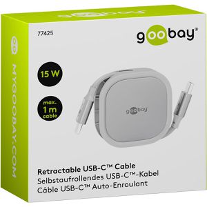 Produktbild für Ladekabel Goobay 77424 Aufrollkabel, weiß, 1m