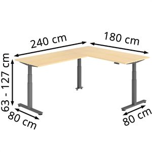 Produktbild für Schreibtisch Hammerbacher XDSMW, ahorn / graphit