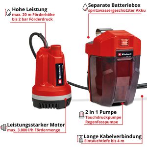 Produktbild für Klarwasserpumpe Einhell GE-PP 18 RB Li-Solo, Akku