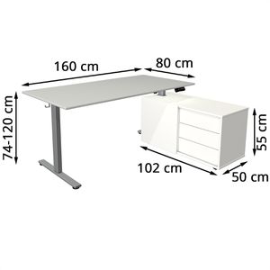 Produktbild für Schreibtisch Kerkmann Move small office, grau, mit Sideboard