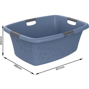 Produktbild für Wäschekorb Rotho Flowers, blau, mit 4 Griffen