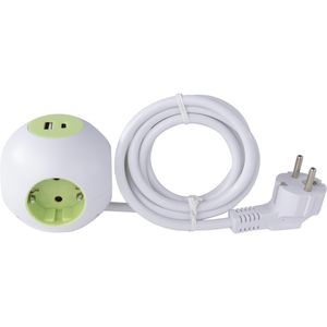 Produktbild für Steckdosenwürfel REV-Ritter Powerglobe, weiß / grün