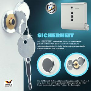 Produktbild für Briefkasten Monzana 108100, weiß, aus Stahl