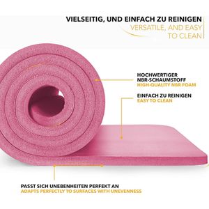 Produktbild für Yogamatte Tresko mit Tragegurt, rosa, 1 cm stark