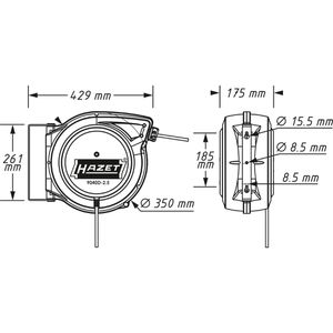 Produktbild für Kabeltrommel Hazet 9040D-2.5, mit Aufrollautomatik, für innen