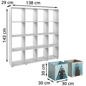 Produktbild für Bücherregal Vicco Karree, weiß, mit 8 Faltboxen