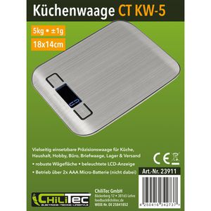 Produktbild für Küchenwaage ChiliTec CT KW-5, mit Tara-Funktion, Teilung 1 g