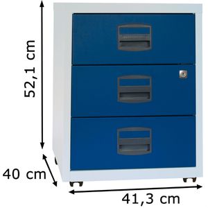 Produktbild für Rollcontainer Bisley-Home PFA, aus Metall, lichtgrau / blau