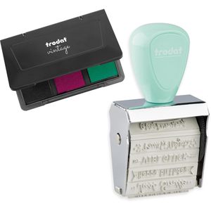 Motivstempel Trodat Creative Mini Set Beste Wünsche,aus Metall
