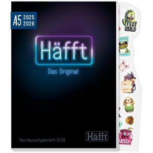 Schülerkalender Häfft Original Neon Black, Schuljahr 2025/2026