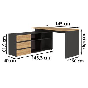 Produktbild für Schreibtisch Germania Lissabon 4187, eiche / graphit