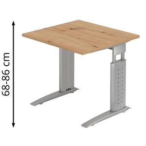 Produktbild für Schreibtisch Hammerbacher U-Serie, asteiche / silber