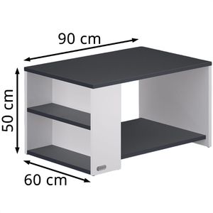 Produktbild für Couchtisch CASARIA Santa Cruz, aus Holz, anthrazit / weiß